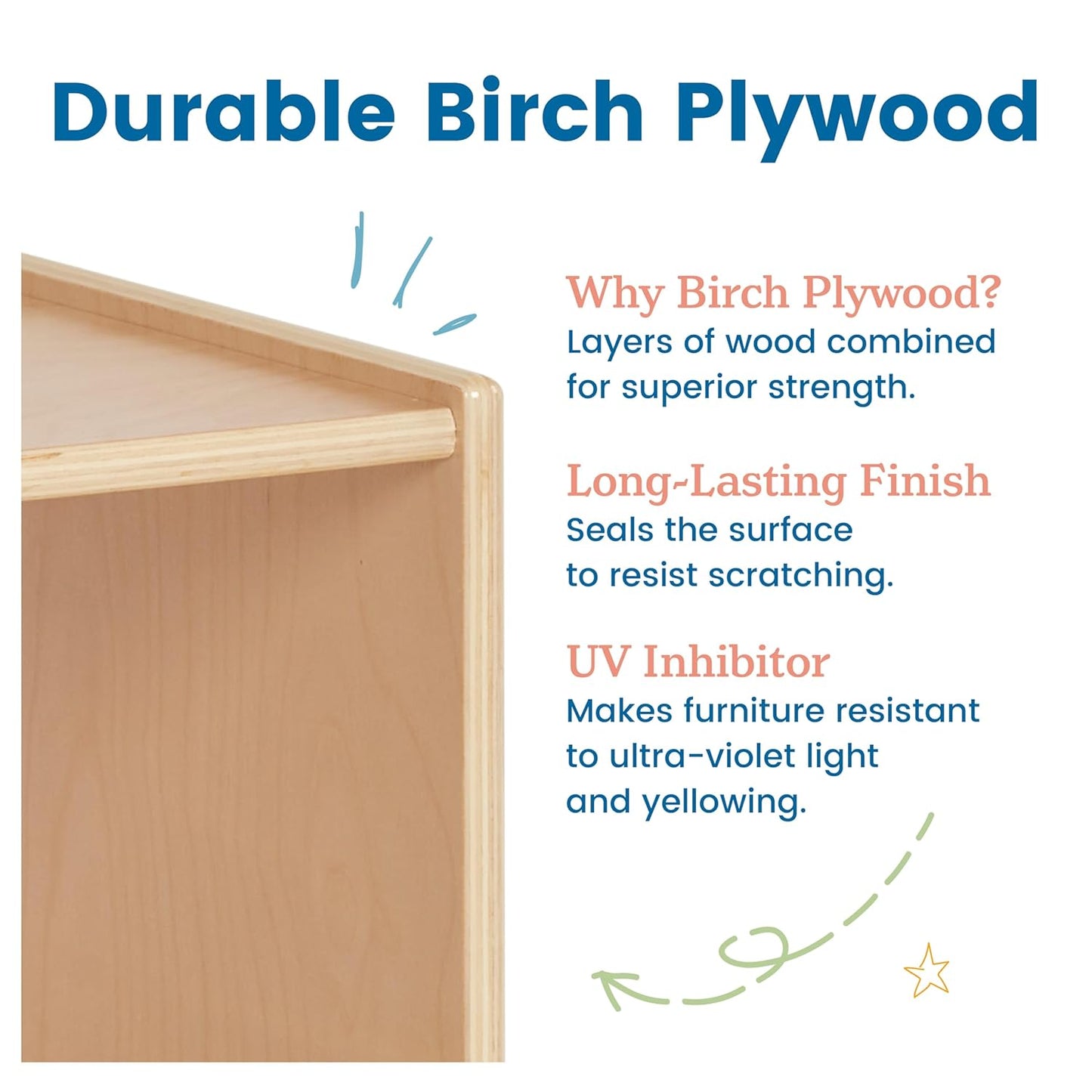 ECR4Kids 2-Section Coat Locker with Bench, Classroom Furniture, Natural
