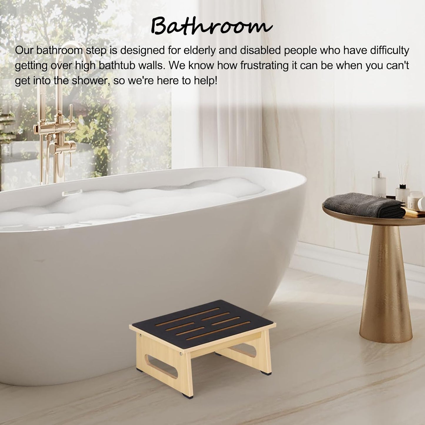 One Step Stool for Adults Seniors with Non-Slip Rubber Stepping Feet, Heavy Duty Platform Step Stools, 6.9 in Portable Bed Steps for High Beds for Bathroom, Bedroom, Kitchen & Kids Bedside Support