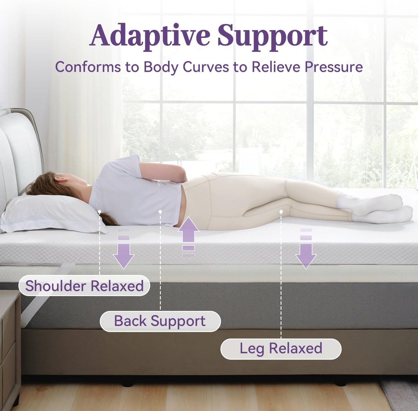 SINWEEK 2 Inch Gel Memory Foam Mattress Topper Full XL Size, Ventilated High Density Pad for Back Pain, Bed Topper with Removable Soft Cover, CertiPUR-US Certified