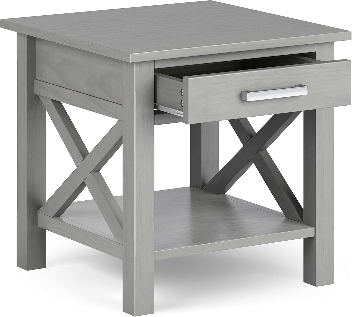 SIMPLIHOME Kitchener SOLID WOOD 21 Inch Wide Square Contemporary End Side Table in Fog Grey, For the Living Room and Bedroom