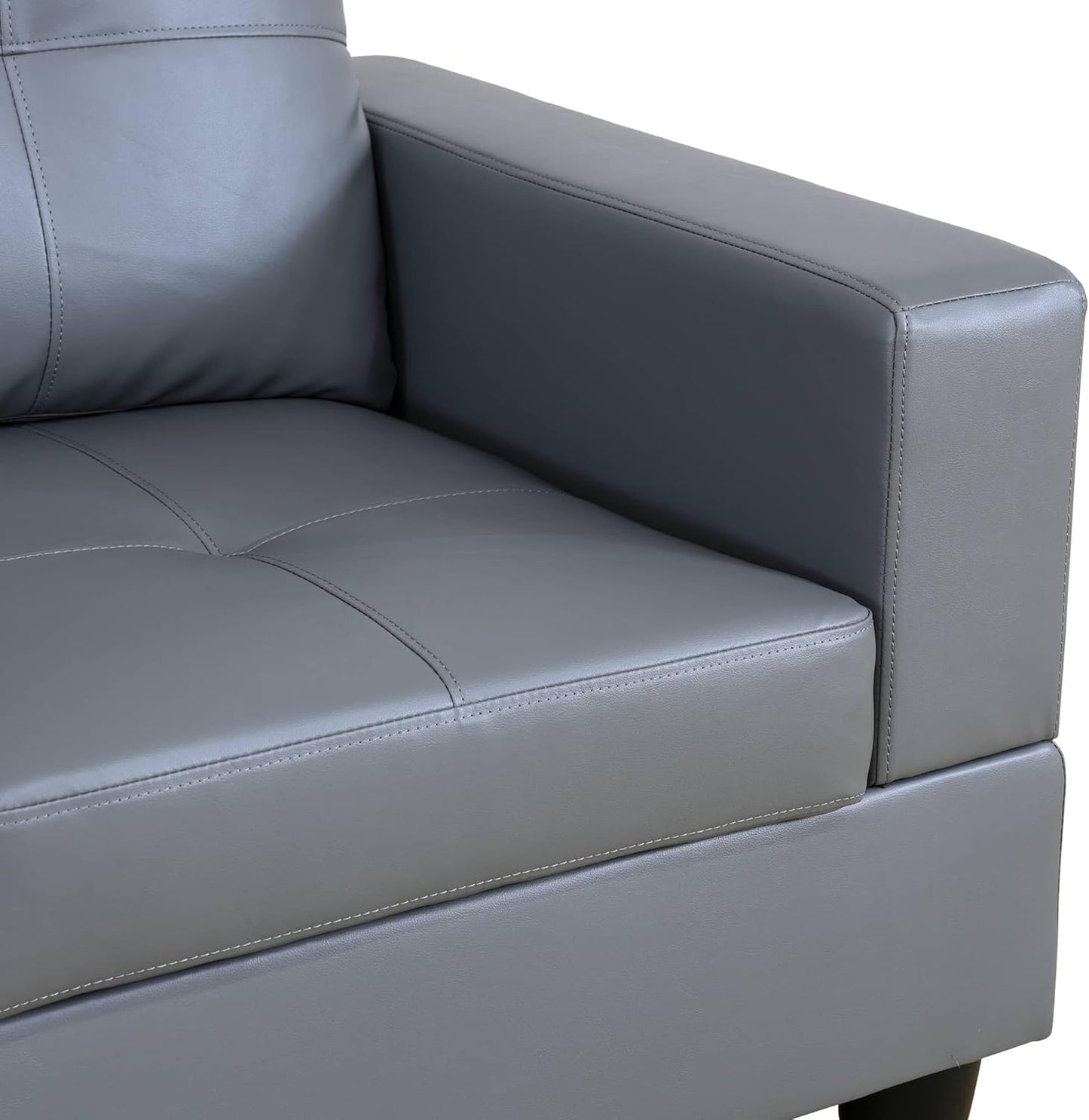 NicBex Sectional Couch 3 Pieces Sofa Set with Right Chaise Synthetic Leather L Shaped Cloud Couch for Living Room Furniture Sets with Storage Ottoman, Modular Sofa for Living Room & Apartment, Gray