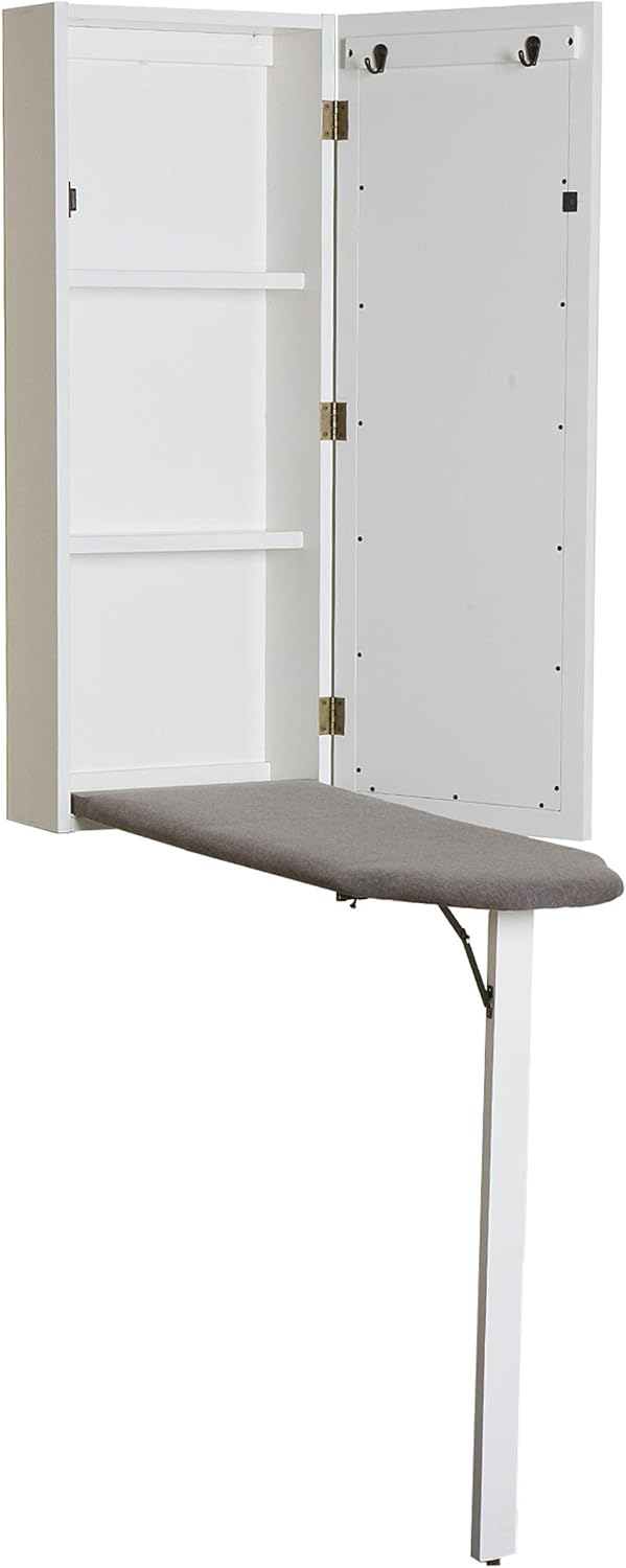 SEI Furniture Wall Mount Fold Ironing Center, 16 W x 7 D x 42 H (inches), White