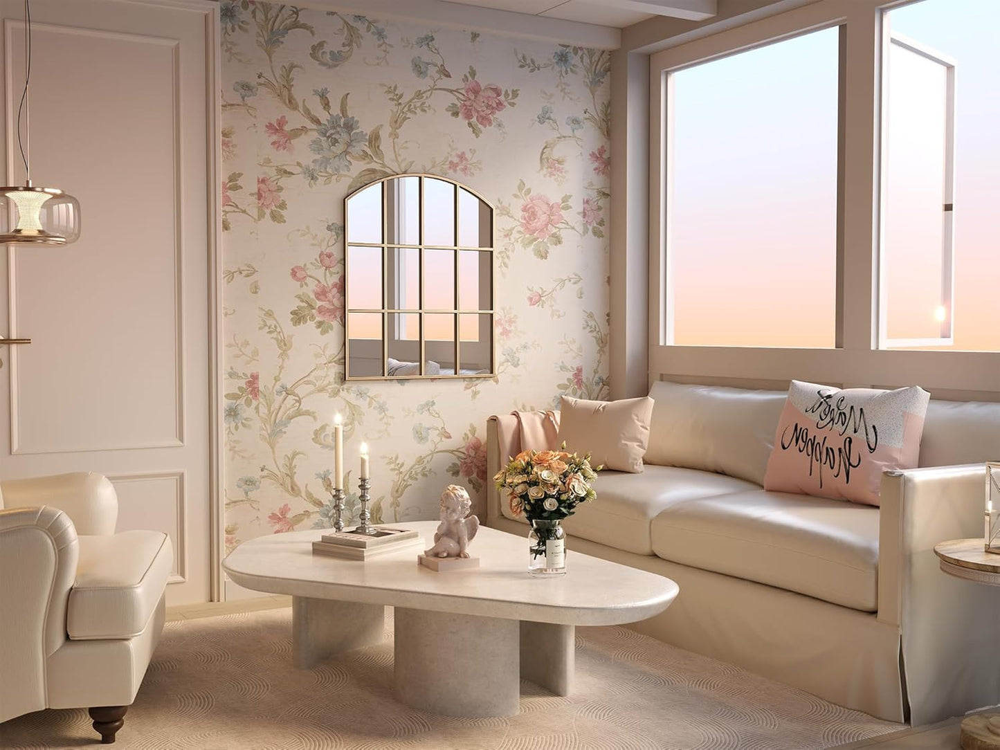 Wide Window Pane Mirror, 28" x 32" Gold Arched Mirrors for Wall, Brass Grid Wall Large Decorative Mirror for Living Room Bedroom Farmhouse Fireplace Hallway Entryway