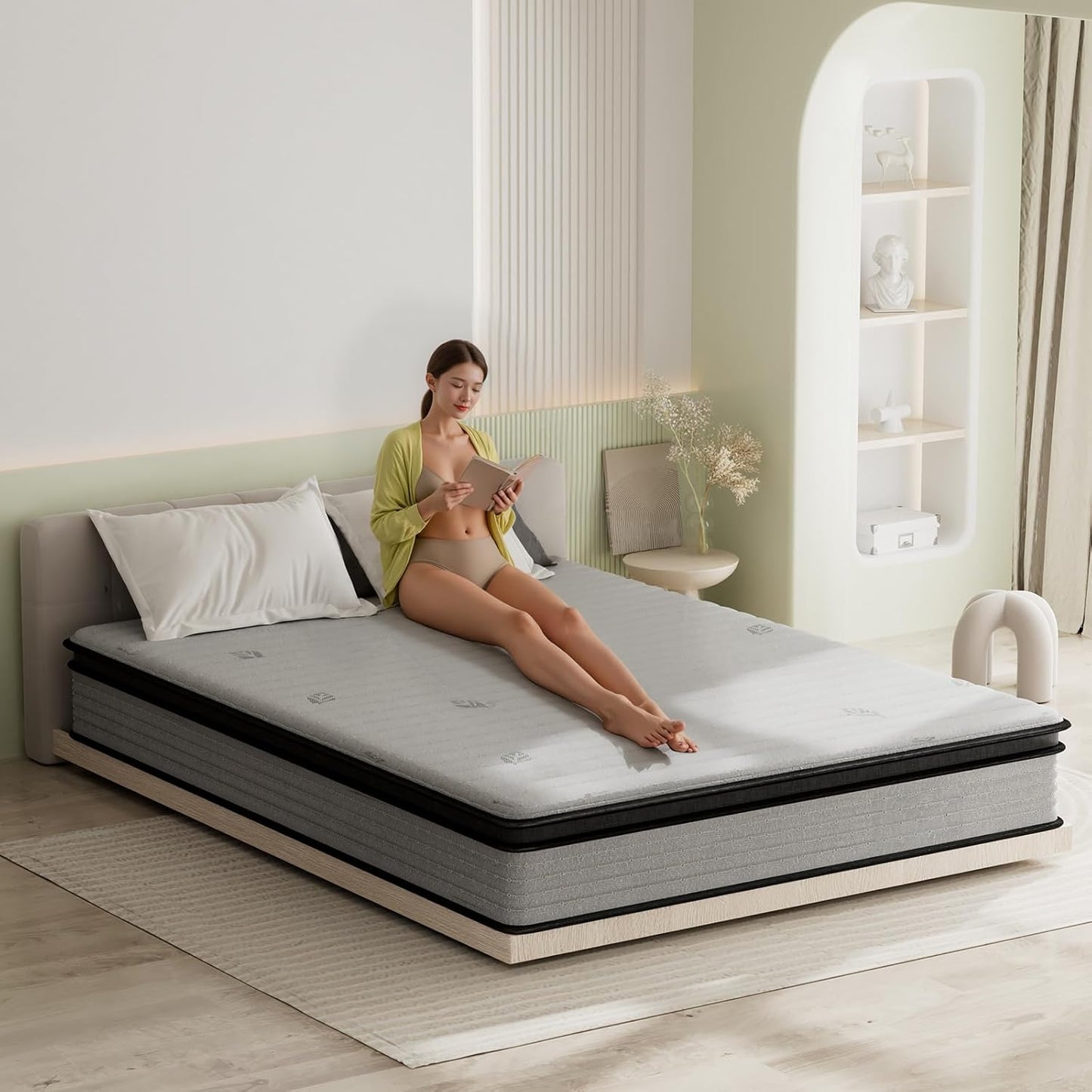 King Mattress 12inch in a Box, Memory Foam Hybrid Mattress with Pocket Springs and Zoned Support for Back & Lumbar Pressure Relief, Motion Isolation and Edge Support -CertiPUR-US(12 Inch,King)