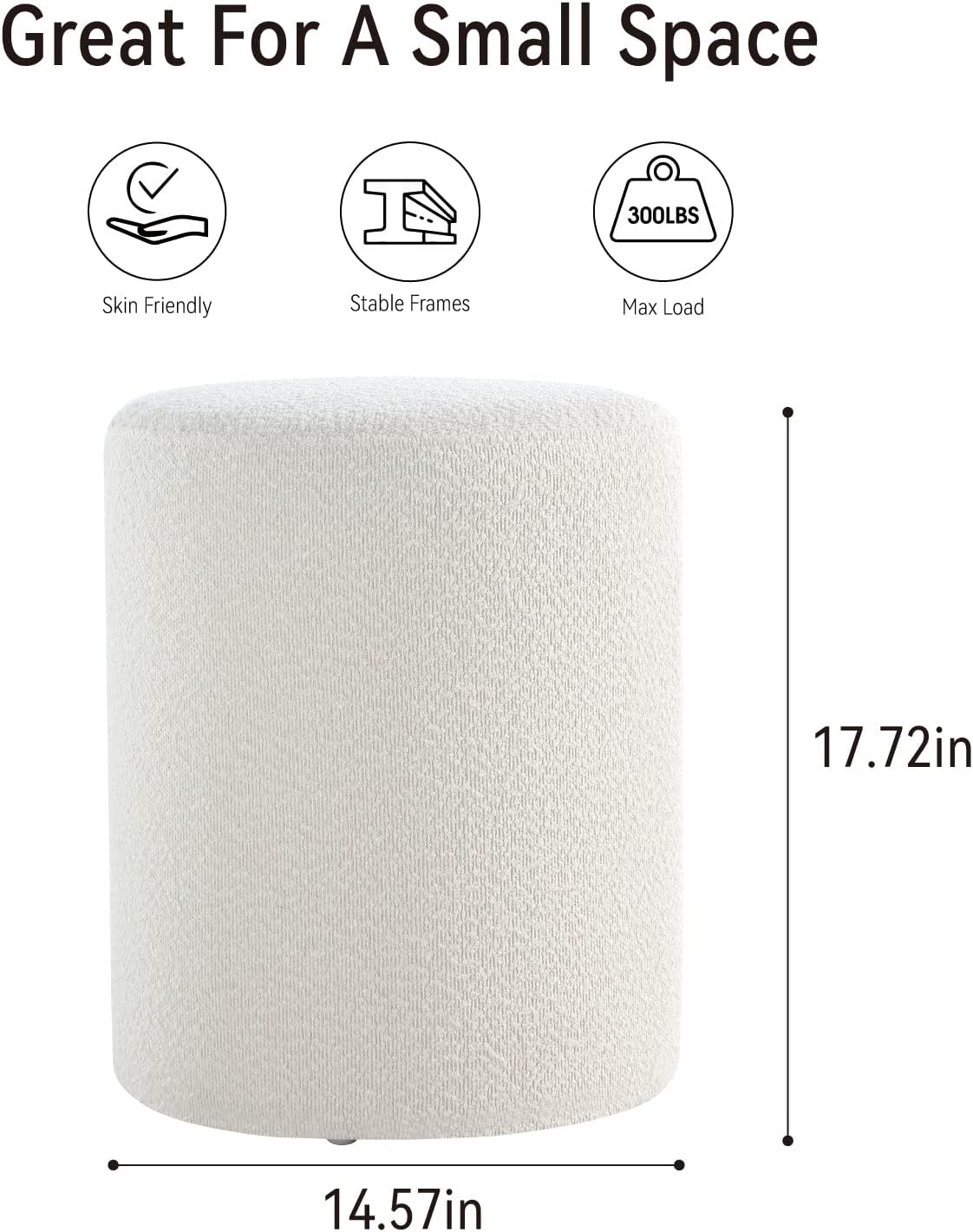 Get Set Style Modern Round Ottoman with Soft Padded Seat, Multifunctional Vanity Stool for Makeup, Upholstered Footrest Stool Ottoman Foot Stool for Living Room, Bedroom