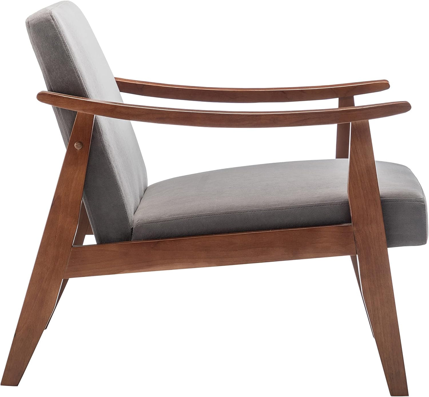 Container Furniture Direct Accent Chair with Velvet Upholstery and Solid Wood Frame, Classic Mid-Century Modern Living Room Furniture for Extra Seating, Grey