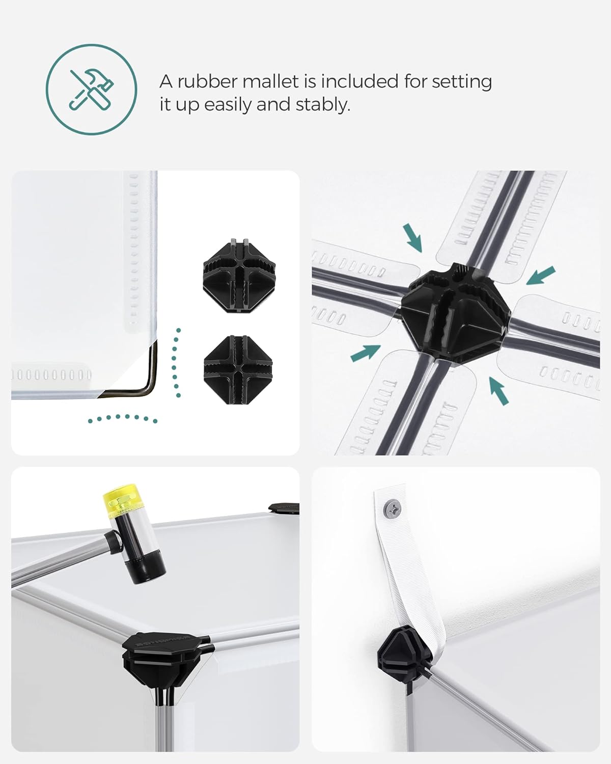 SONGMICS Cube Storage Organizer, Set of 16 Plastic Cubes, Book Shelf, Closet Organizers and Storage, Room Organization, Bedroom Living Room, 12.2 x 48.4 x 48.4 Inches, White ULPC44L