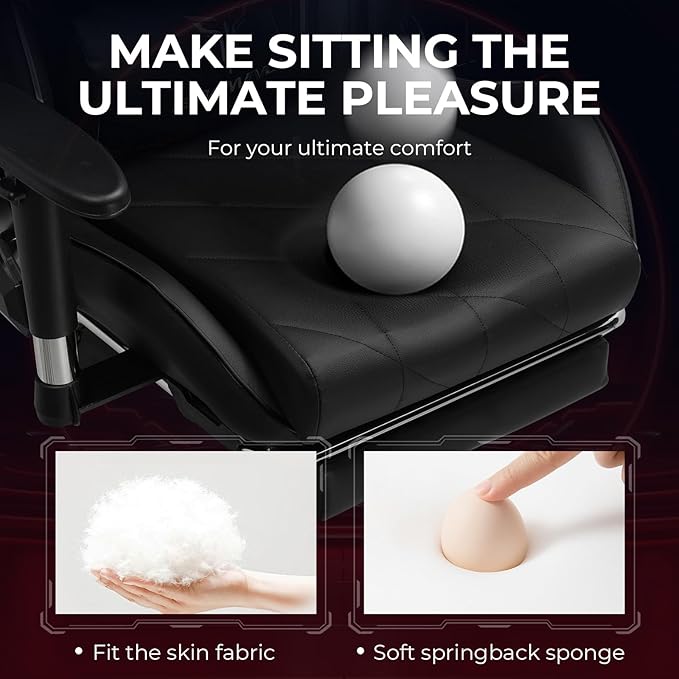 EXRACING Gaming Chair with 3D Adjustable Armrests, Cow Print Design, Ergonomic Office Chair with High Back, Computer Chair with Footrest,Comfy Diamond Stitching Sest, Game Chair for Adults