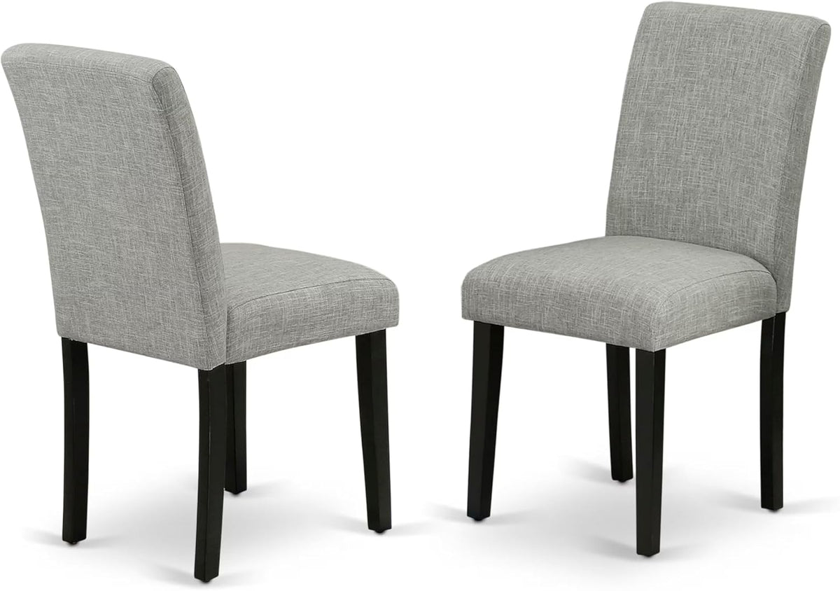 East West Furniture DUAB7-BLK-06 7 Piece Dining Room Table Set Consist of a Rectangle Kitchen Table and 6 Shitake Linen Fabric Parson Dining Chairs, 36x60 Inch, Black