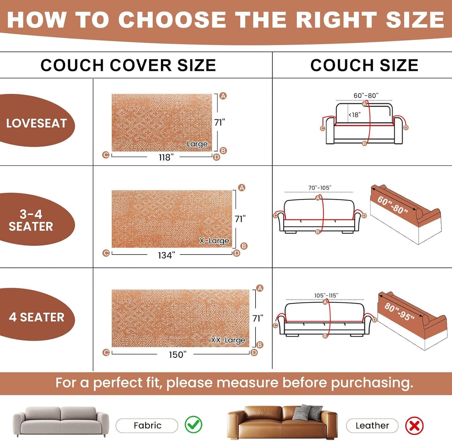 STACYPIK Boho Large Sofa Cover for Pets, Orange Geometric Couch Cover for 2 Cushion Sofa, Washable Dogs Protector for Living Room Anti-Slip Sectional Covers for Loveseat Tassel Throw Blanket-71X118IN