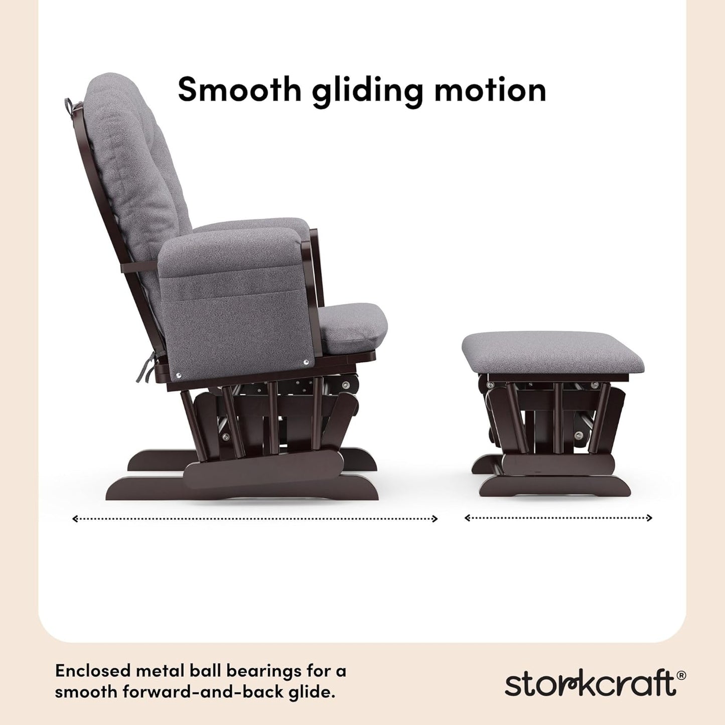 Storkcraft Premium Hoop Glider & Ottoman (Espresso/Gray Swirl) — GREENGUARD Gold Certified Nursery Glider, Solid Wood Craftsmanship, Smooth-Gliding Nursery Chair and Ottoman, Award-Winning