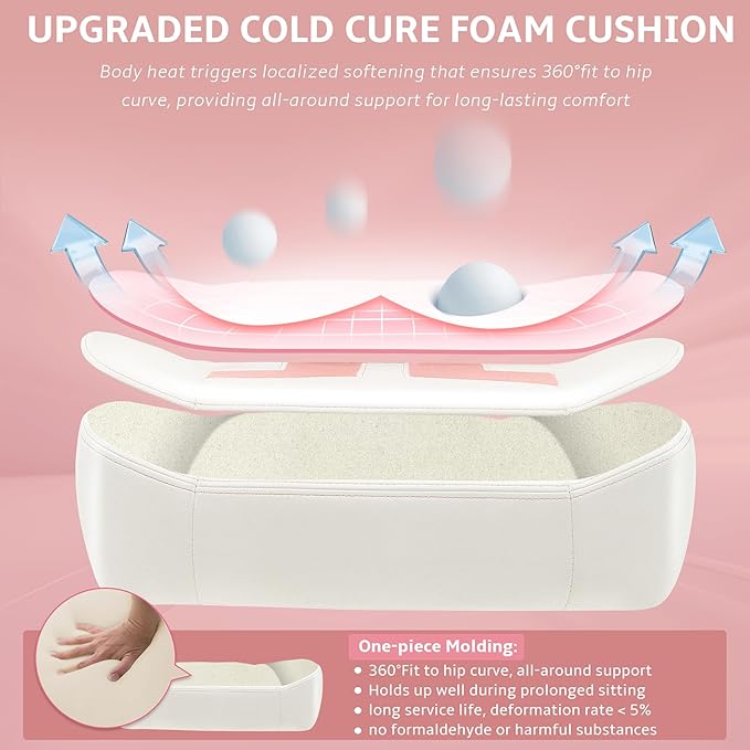 Ergonomic Gaming Chair, Computer Desk Chairs, 4D Armrests, High Back Office Chair with Headrest & Lumbar Pillow, Tilt Rocker Recliner, Heavy-Duty Base, White PU Leather & Pink Suede Comb