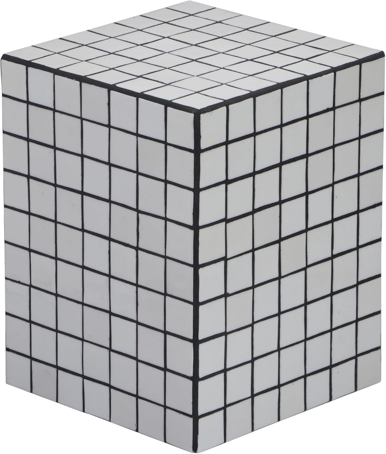 JONATHAN Y END2000G Callista 18" Modern Bohemian Ceramic Tiled Rectangle End Table, Side Table, Accent Table for Living Room, Bedroom, White/Black