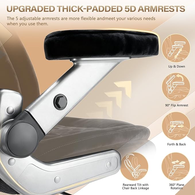 650LBS Fabric Heavy Duty Office Chair with 5D Flip Arms,Comfy Big and Tall Executive Office Desk Chair with Pocket Spring Cushion,High Back Computer Chair with Lumbar Support,Dual Rubber Wheel