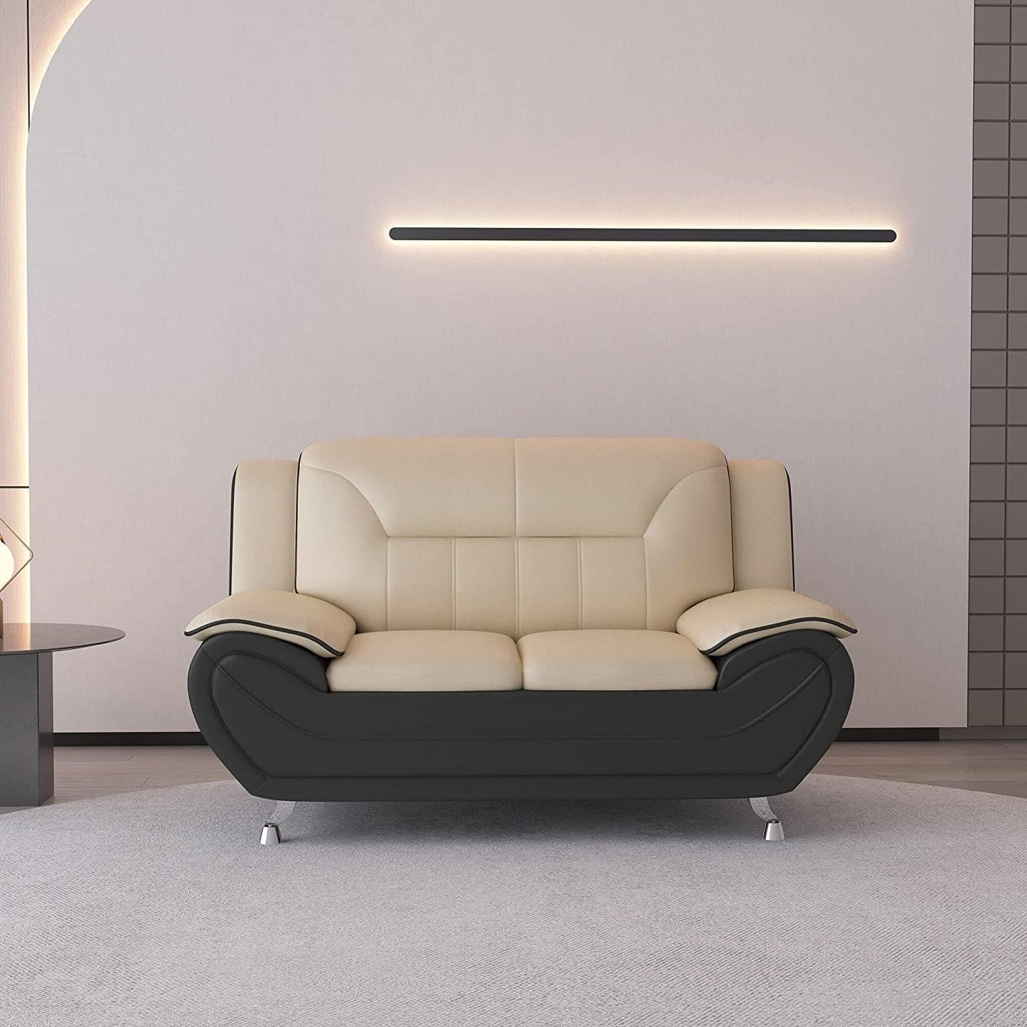 Container Furniture Direct Michael Sofa and Loveseat, Camel/Black