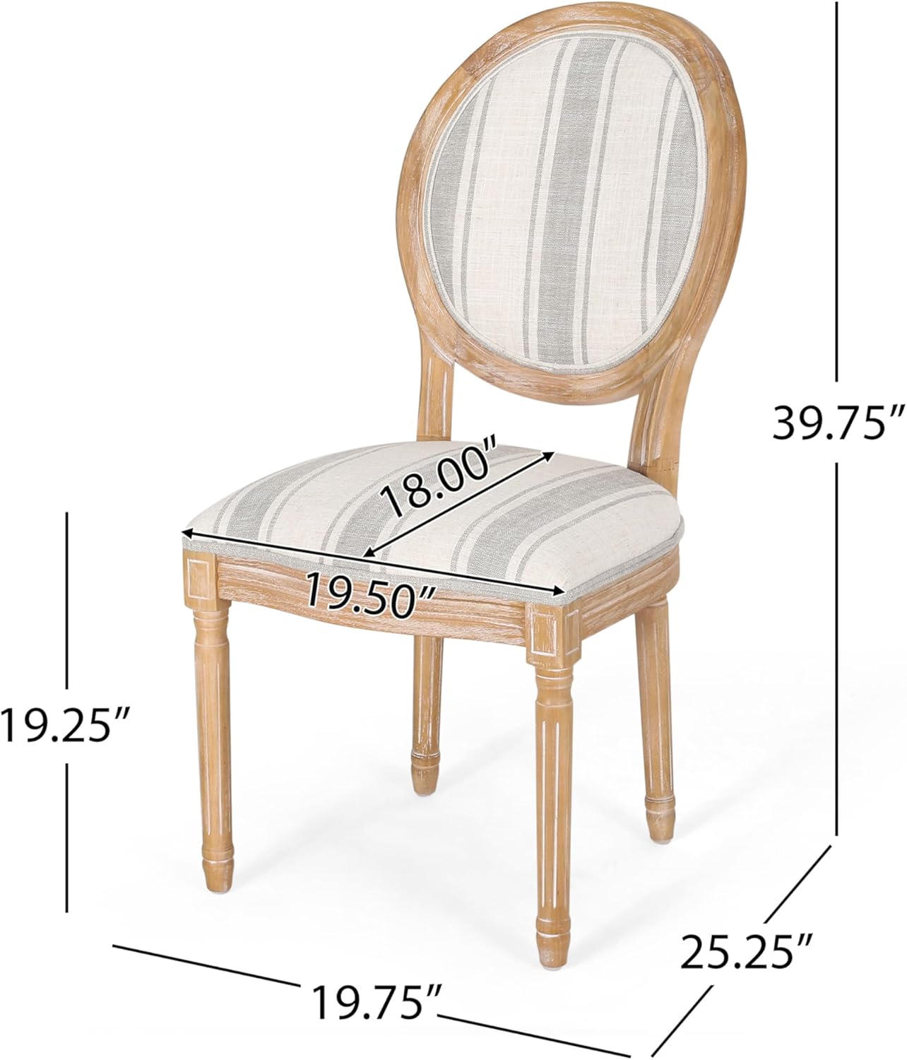 Phinnaeus Dining Chairs - Wood - Gray Stripes/Light Beige (Set of 2)