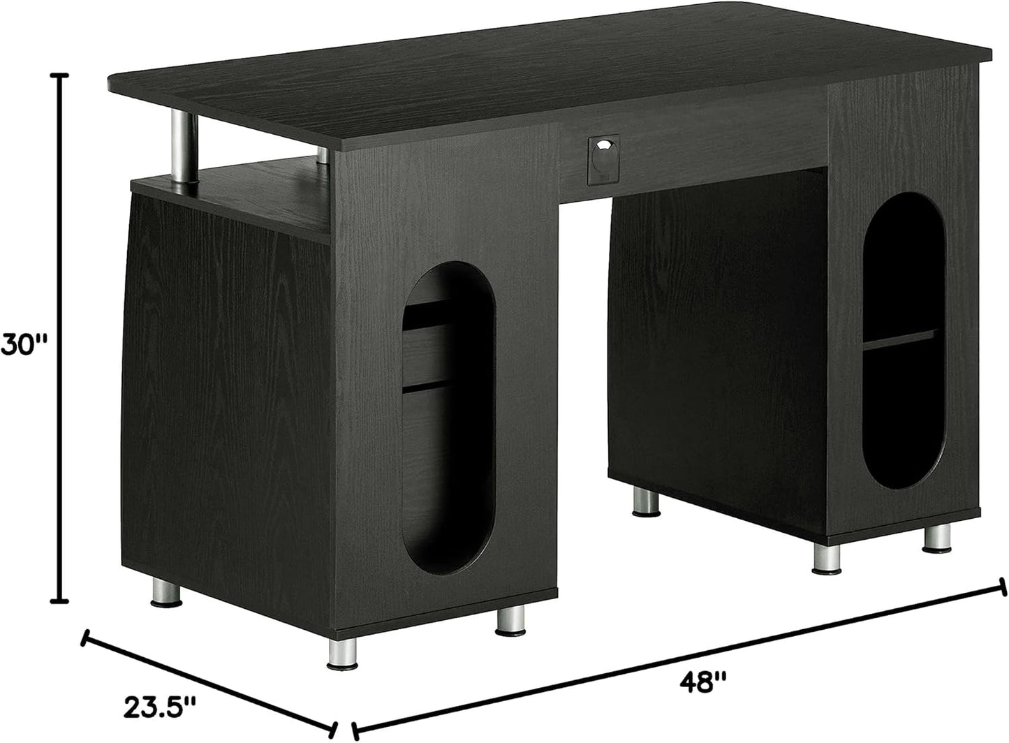 Techni Mobili 47.25" Ergonomic Computer Drawers & File Cabinet for Home Office Storage, Espresso Writing Desk