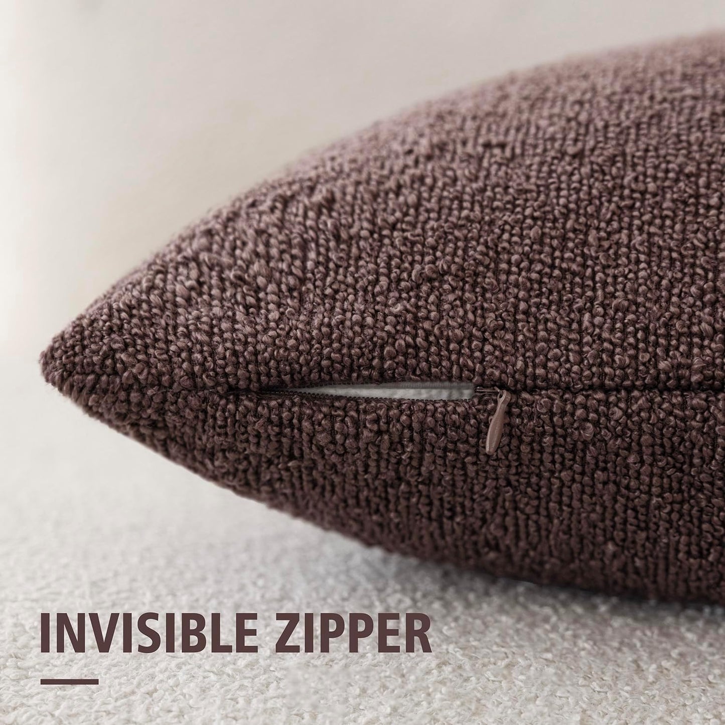 Foindtower Pack of 2, Decorative Textured Boucle Throw Pillow Covers Neutral Accent Solid Pillow Cases Cozy Soft Couch Cushion Case for Chair Sofa Bedroom Living Room Home Decor 22x22 Inch Dark purple