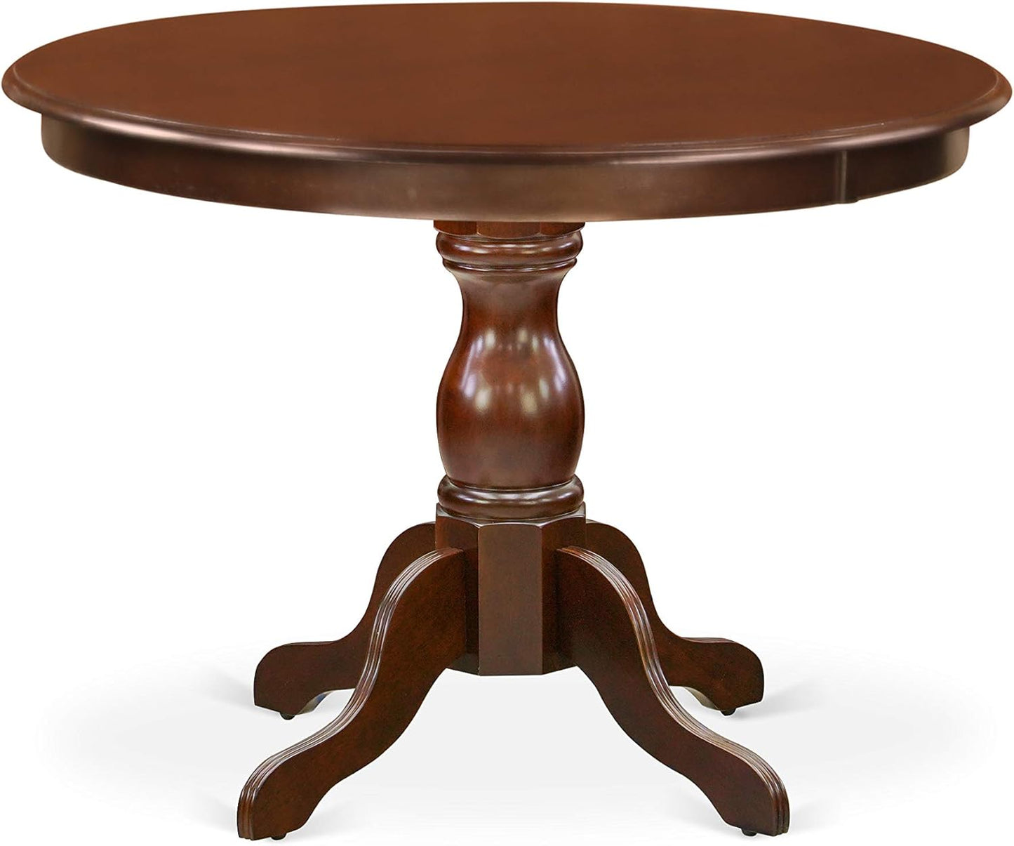 East West Furniture HBIP3-MAH-C 3 Piece Dining Room Furniture Set Contains a Round Kitchen Table with Pedestal and 2 Linen Fabric Upholstered Dining Chairs, 42x42 Inch, Mahogany