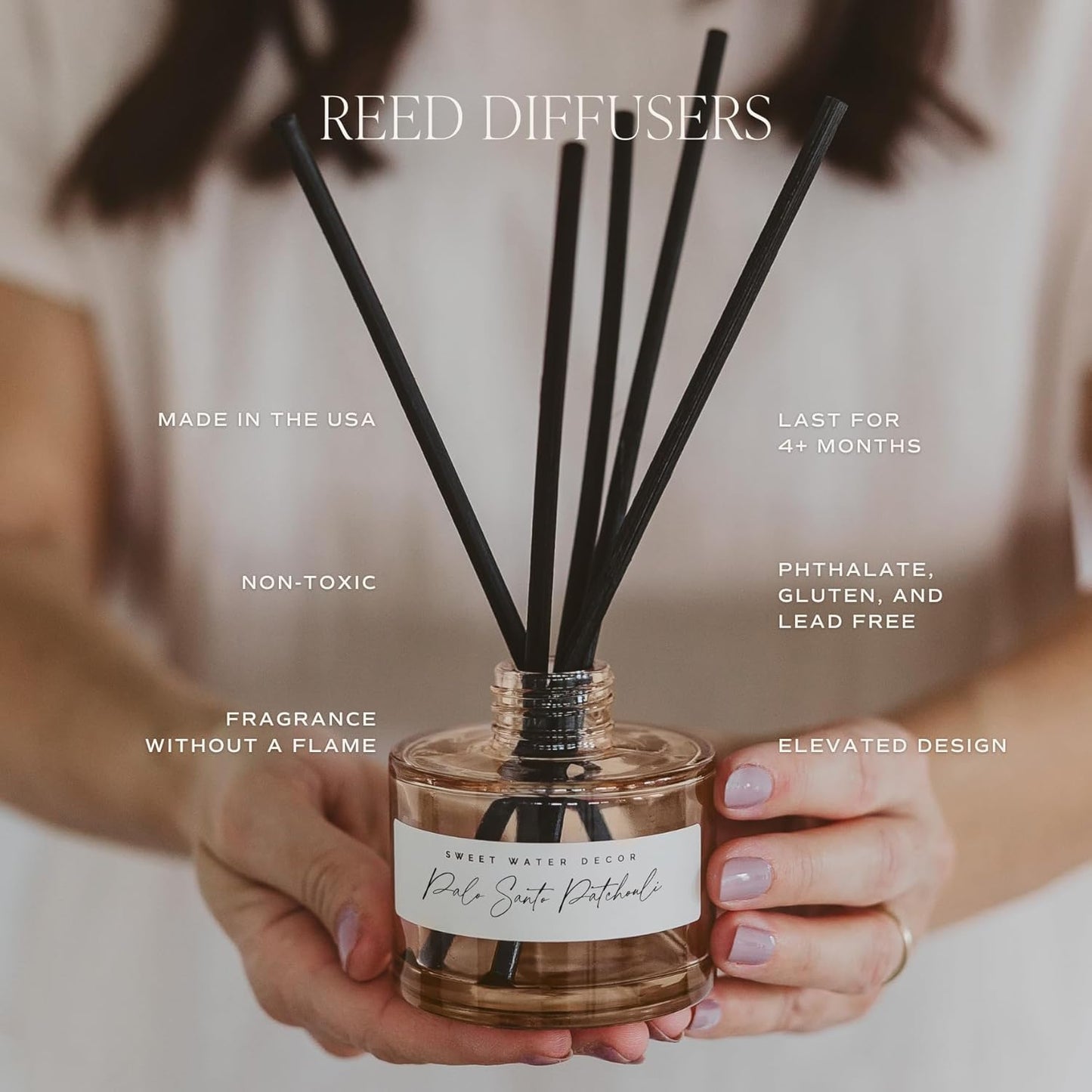 Sweet Water Decor Salt and Sea Reed Diffuser – Room Decor Aesthetic with Long-Lasting Premium Fragrance of Sea Salt, Citrus, Musk, and Amber for 4 Months – Ideal for Home Decor