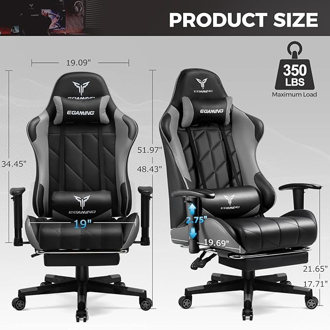 EXRACING Gaming Chair with 3D Adjustable Armrests, Cow Print Design, Ergonomic Office Chair with High Back, Computer Chair with Footrest,Comfy Diamond Stitching Sest, Game Chair for Adults