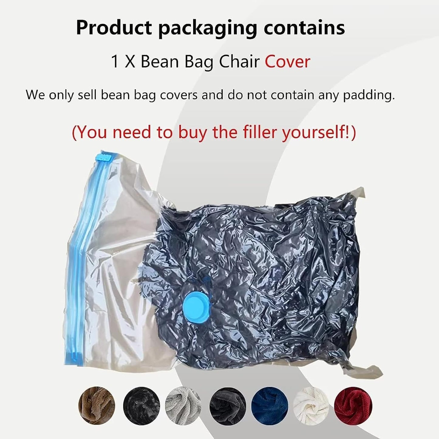 Giant Fur Bean Bag Chair Cover for Kids Adults, (No Filler) Living Room Furniture Big Round Soft Fluffy Faux Fur Beanbag Lazy Sofa Bed Cover (Grey, 3FT)