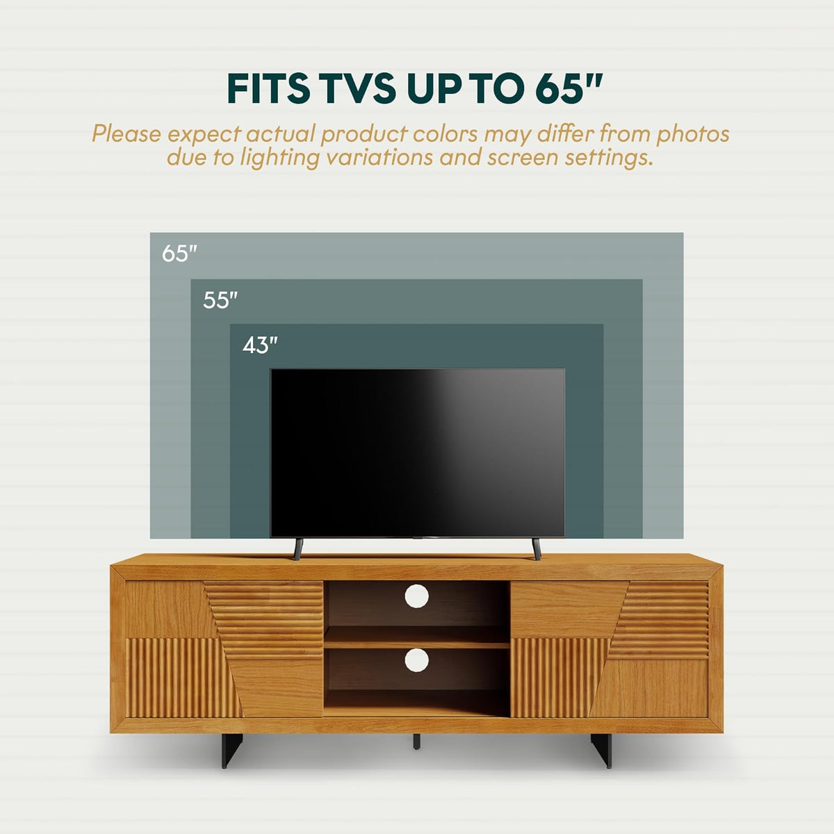 Bme Trapeze TV Stand for Living Room – Wooden Media Console with Storage, Metal Legs, Large Teak Brown TV Stand for Stylish Home Entertainment Setup