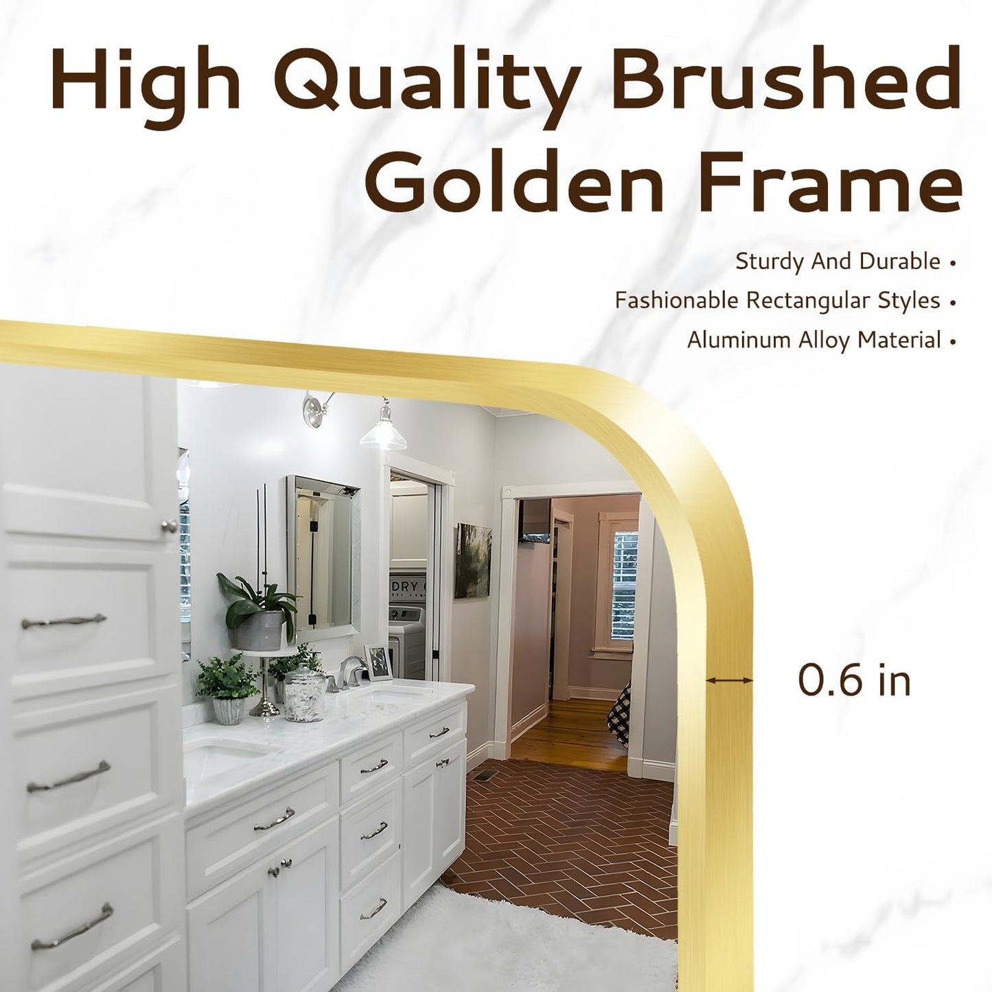 20x28 Rounded Rectangle Bathroom Mirrors for Over Sink, Gold Vanity Mirror with Metal Frame Wall Mounted, Modern Farmhouse Mirror for Restroom, Bedroom, Entryway Decor