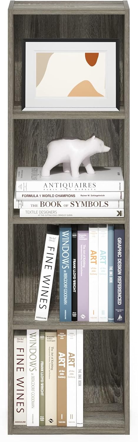 Furinno Luder Bookcase / Book / Storage, 4-Tier Cube, French Oak