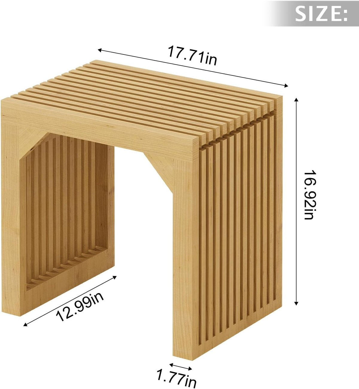 ROOMTEC 18" Dining Bench, Indoor Wood Bench for Entryway,Living Room,Kitchen and Bedroom (Nature, Small Bench)