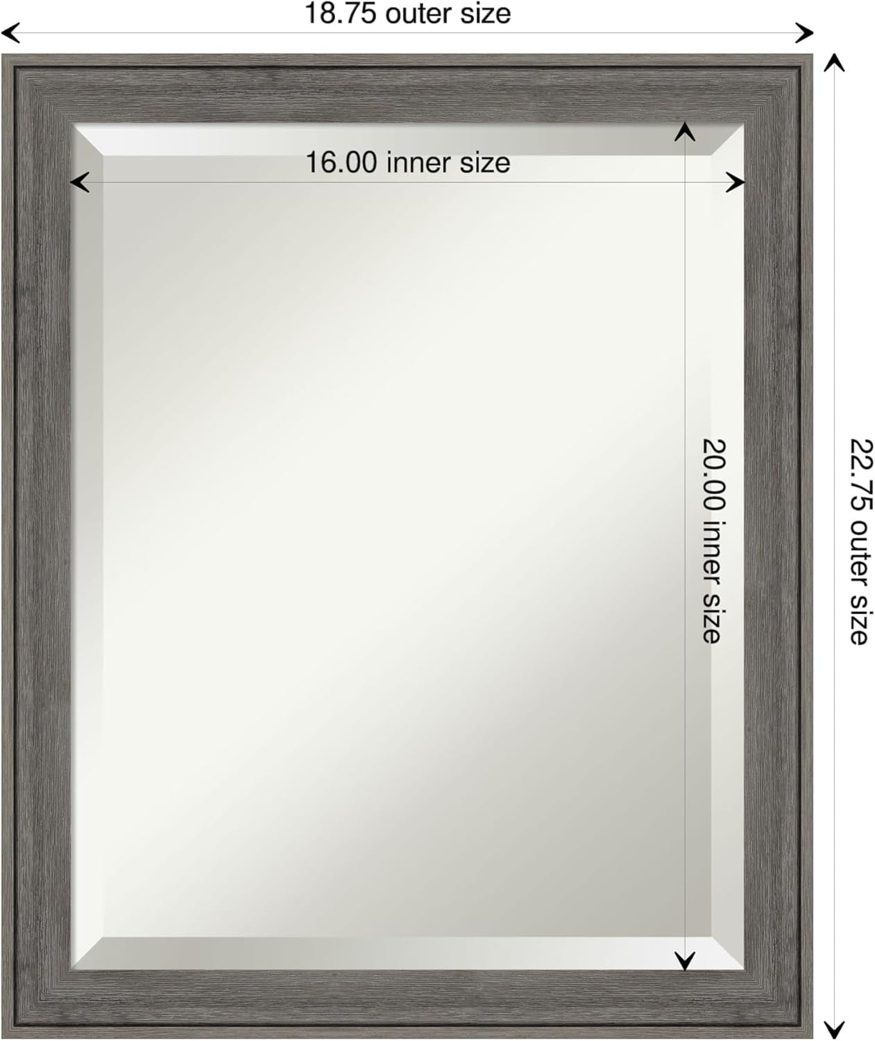 Amanti Art Grey Wall Mirror 23x19 Regis Barnwood Grey Narrow Rectangle Bathroom Mirror for Wall Decor Living Room, Small Country Rustic Wood Frame, Hangs Horizonally and Vertically, Bathroom Decor,