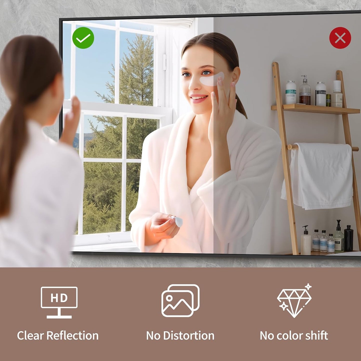 YIROMAN Bathroom Mirror 48"x24", Large Matte Black Bathroom Mirror for Over Sink with Aluminum Frame, Rectangular Vanity Mirror with Right Angle, Wall Mirror Hangs Horizontal or Vertical, Shatterproof