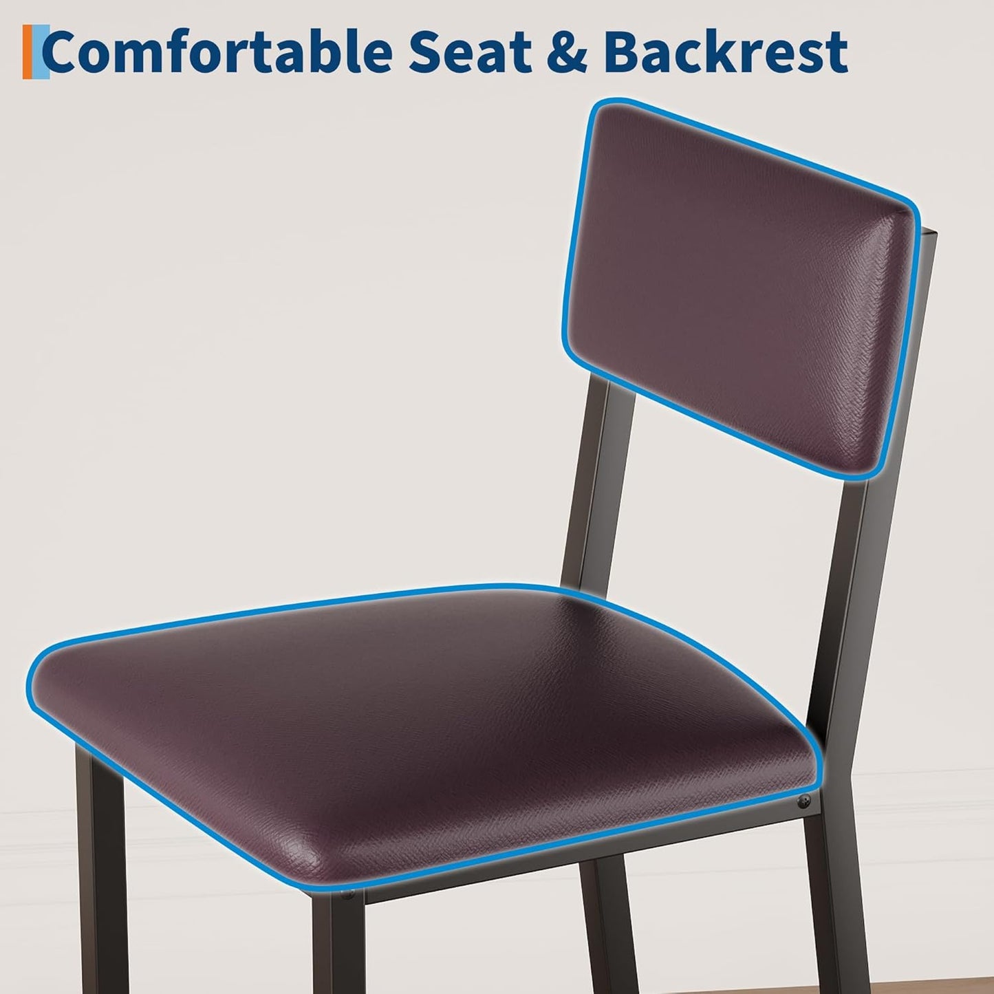 IDEALHOUSE Dining Table Set for 4 w/Counter Height Table & 4 Upholstered Bar Stools, 5-Piece Kitchen Table Set with Footrest & Corner Protector, for Kitchen Room, Apartment, Pub