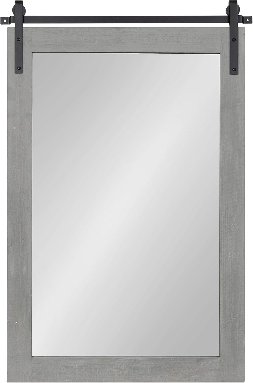 Kate and Laurel Cates Farmhouse Wall Mirror, 24 x 38, Gray, Barn Door-Inspired Rustic Mirrors for Wall