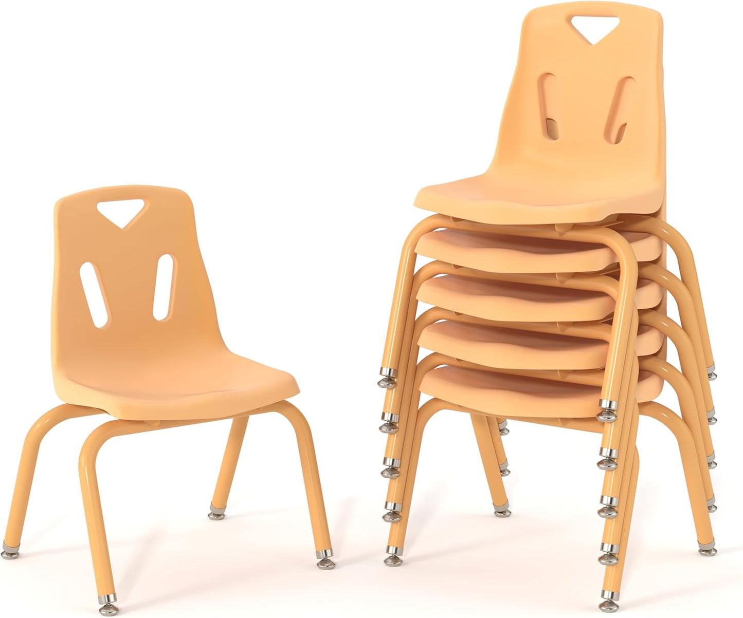 Berries Jonti-Craft 8124JC6251 Stacking Chairs with Powder-Coated Legs, 14" Height, Camel, Pack of 6