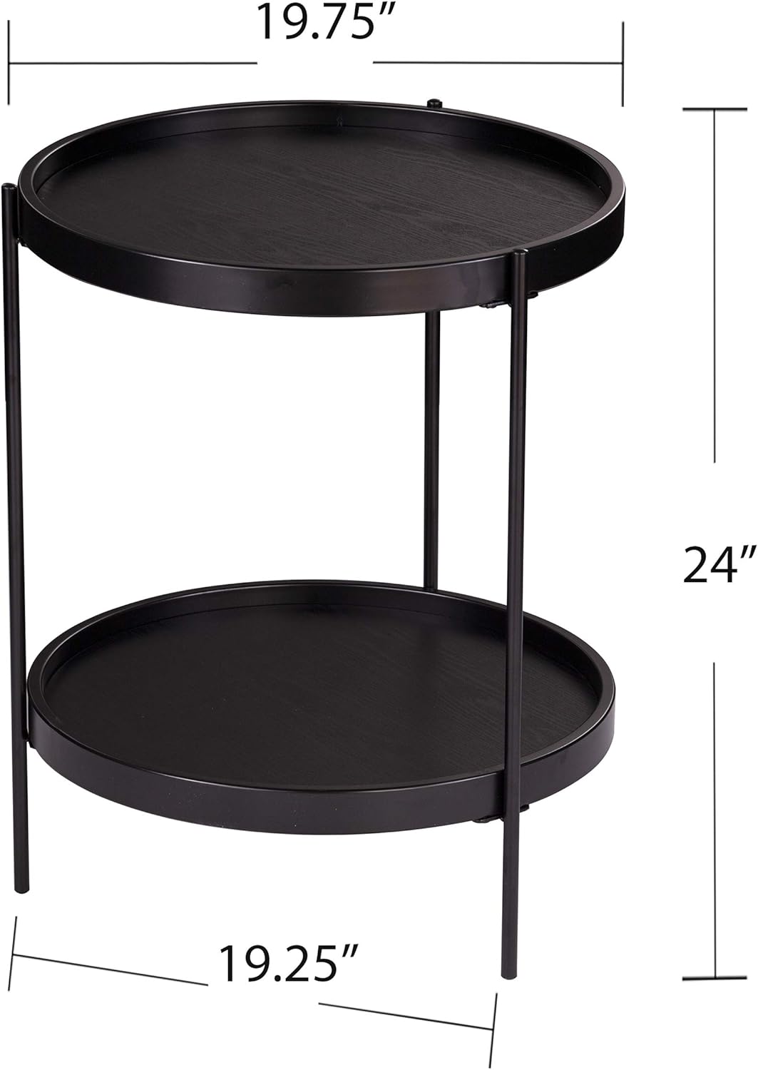 SEI Furniture Verlington End Table, Black