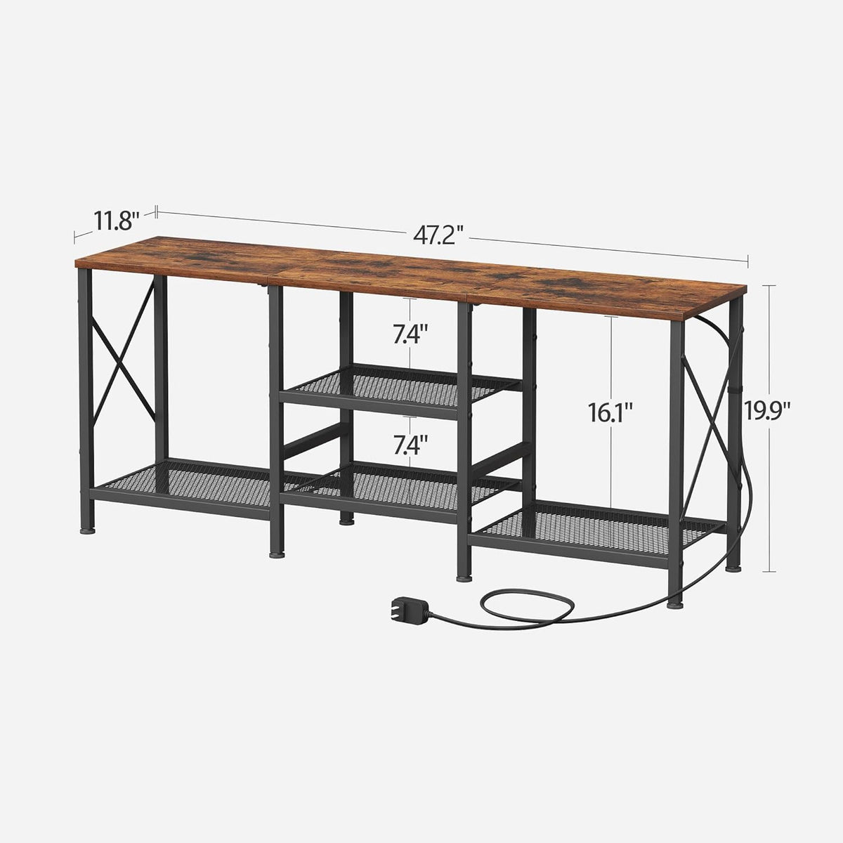 TV Stand with LED Lights for 55 Inch TV, Entertainment Center with 3-Tier Open Shelves, TV Console Table for Living Room, Bedroom, Rustic Brown