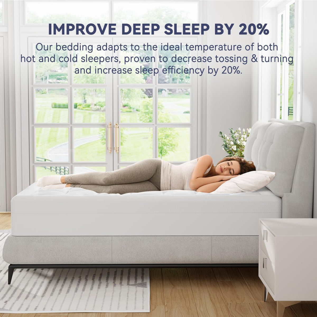 ELEMUSE Full XL Dual Layer 3 Inch Memory Foam Mattress Topper, 2 Inch Cooling Gel Memory Foam and 1 Inch Thick Soft Pillow Top Mattress Pad Cover for Back Pain Relief, Side Sleep Bed Topper