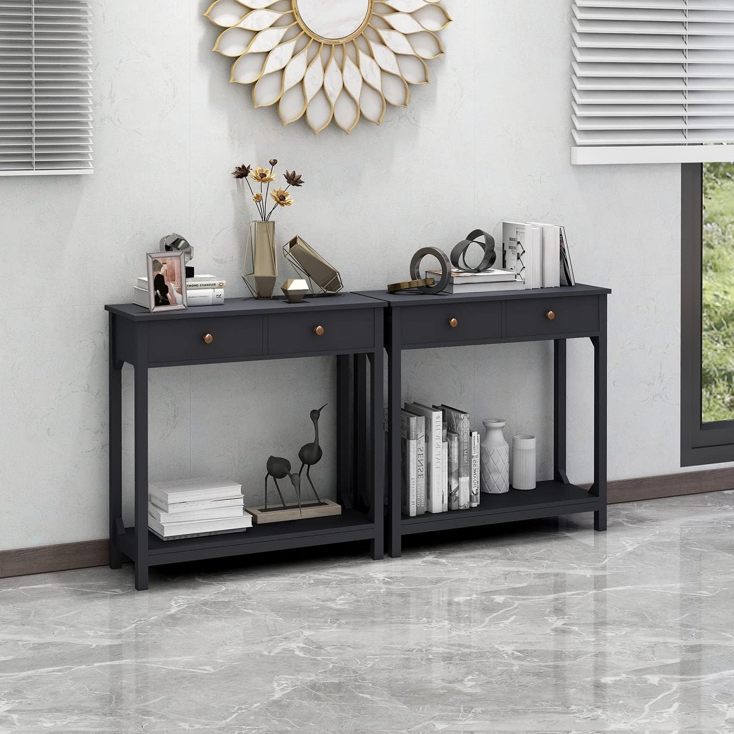 TaoHFE Black Console Table, 39.4"x11.8"x31.5"(L*W*H)