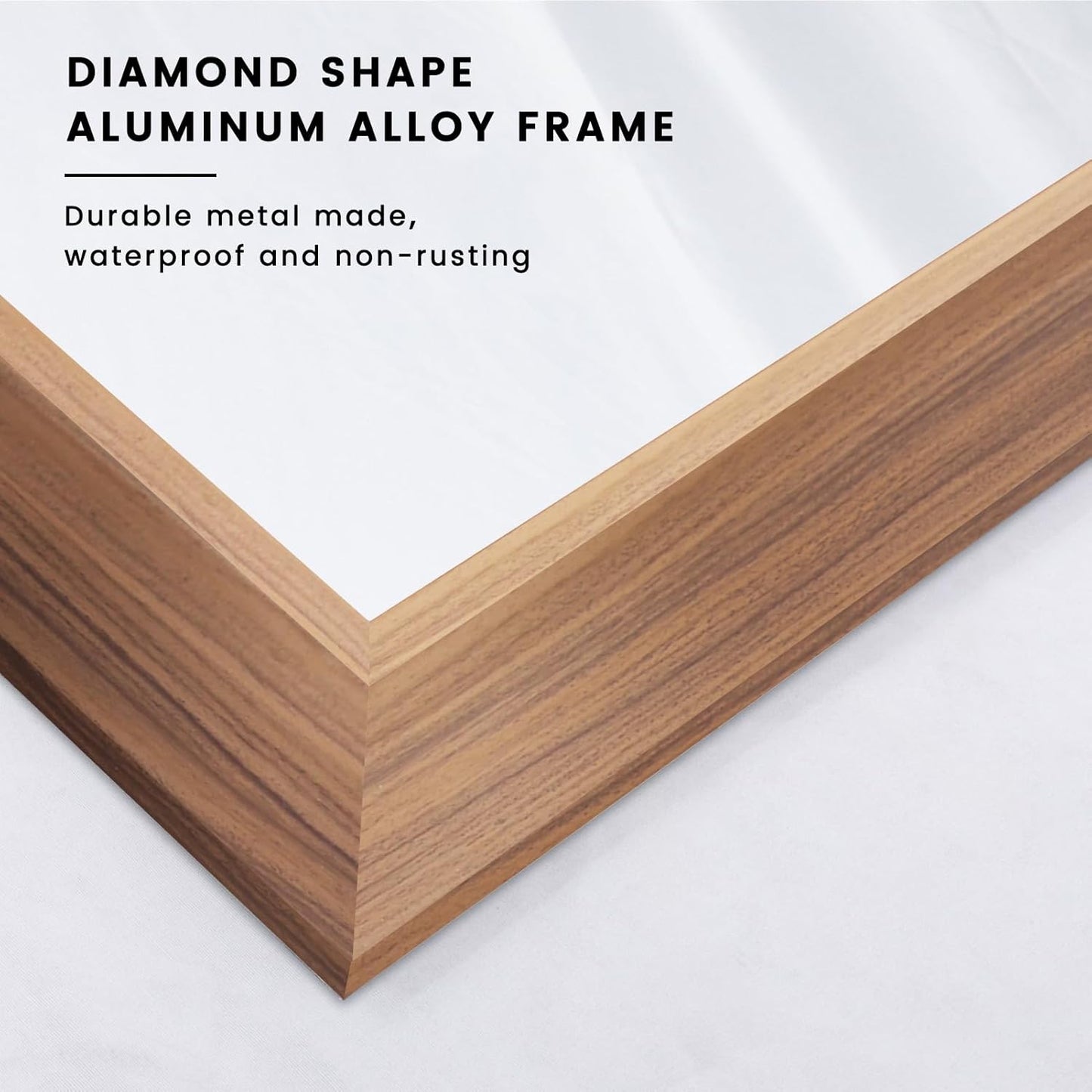 Amorho 48 X30 Inch Bathroom Mirror for Wall, Walnut Wood Grain Metal Framed Mirror, Anti-Rust, Hang Horizontally/Vertically, Suitable for Vanity, Bedroom, Farmhouse, Bathroom