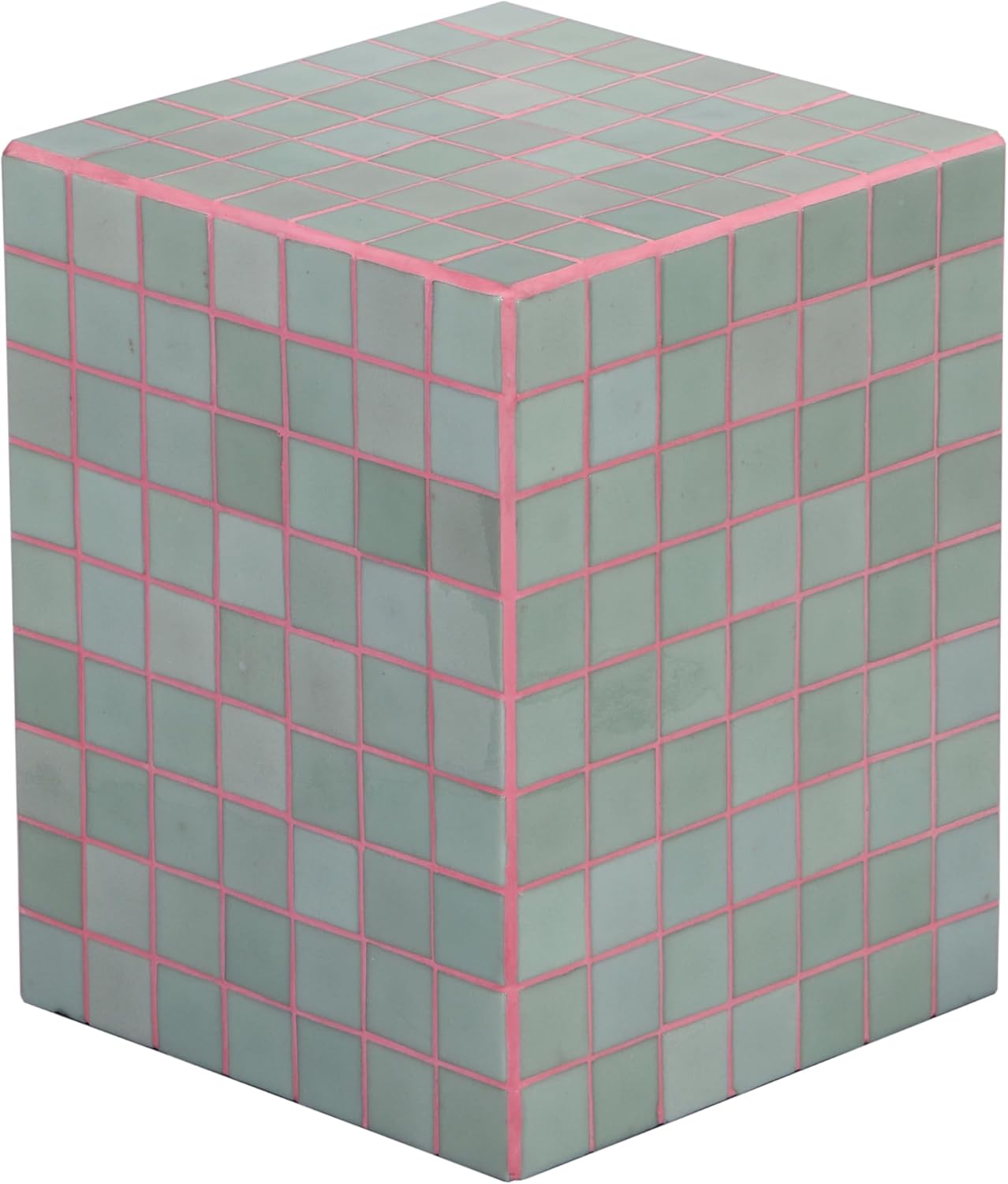 JONATHAN Y END2000F Callista 18" Modern Bohemian Ceramic Tiled Rectangle End Table, Side Table, Accent Table for Living Room, Bedroom, Sage Gray/Pink