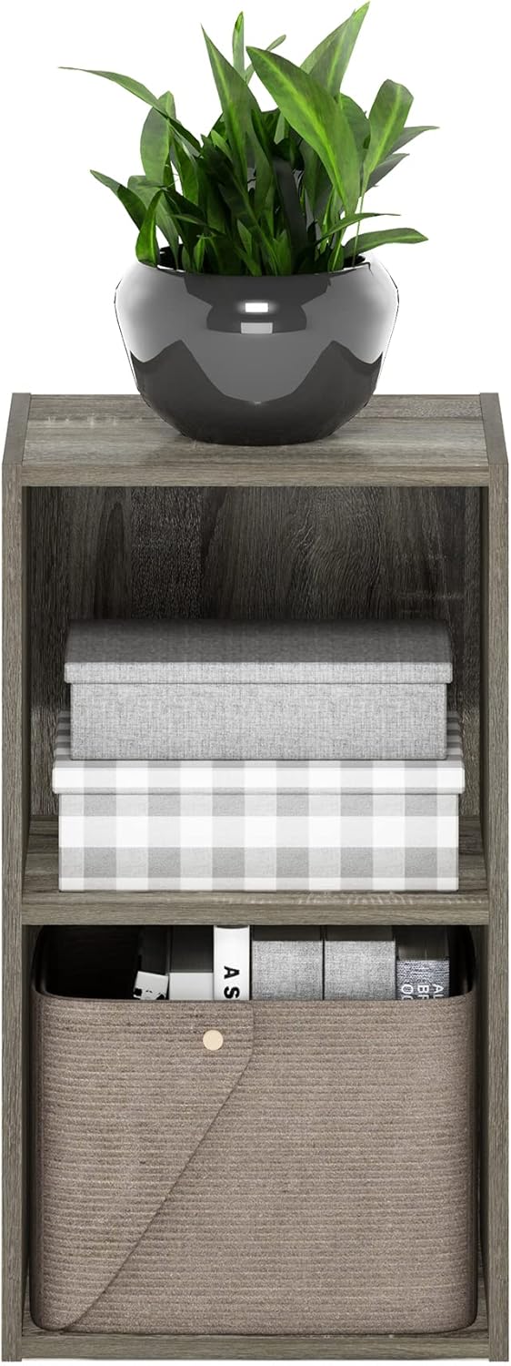 Furinno Luder Bookcase / Book / Storage, 2-Tier Cube, French Oak