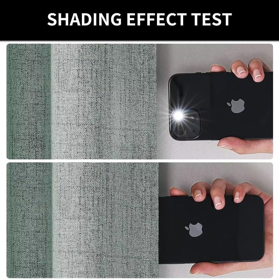 Joydeco Natural Linen Curtains 84 inch Length 2 Panels Set Burg 100% Blackout Patio Door Curtain Room Darkening Sliding Door Curtains Thermal Insulated Back tab Rod Pocket(105x84 inch, Sage Green)