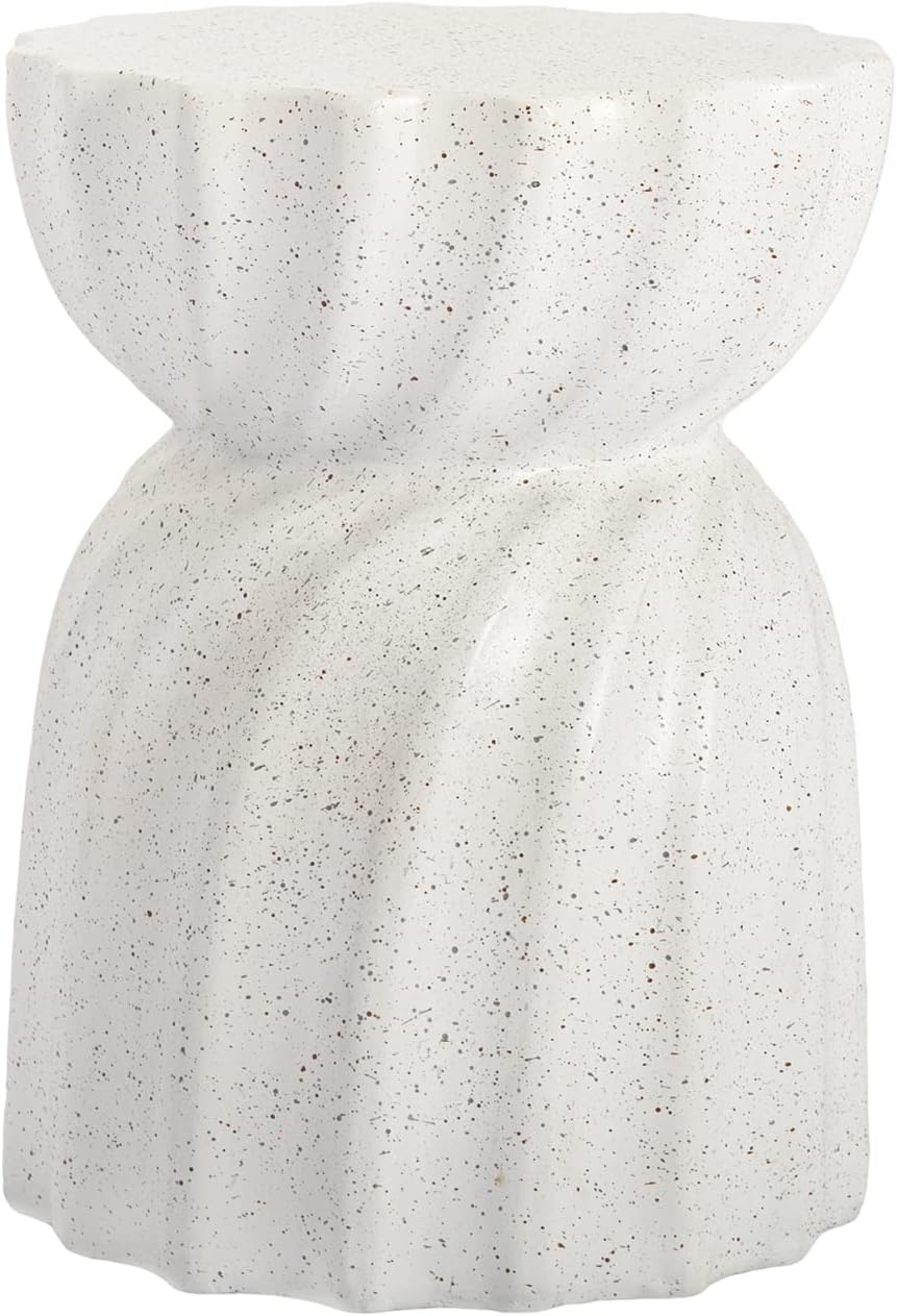 COSIEST Outdoor Side Table, Concrete Contemporary Lightweight Accent Table, Patio Side Tables End Table, Outdoor Accent Side Table for Livingroom, Garden, Hourglass, Graphite-Like White