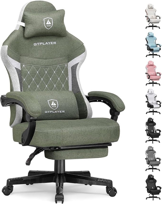 GTPLAYER Gaming Chair, Fabric Computer Office Chair with Pocket Spring Cushion, Ergonomic Office and Gaming, Video Gaming Chair with Linkage Armrests, High Back Desk Chair with Adjustable Recliner