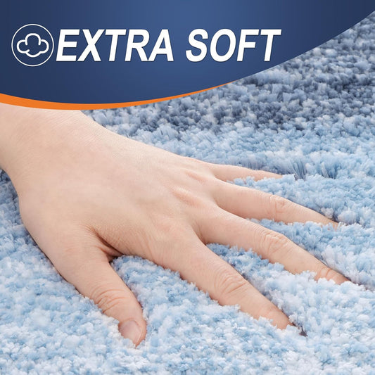 OLANLY Bathroom Runner Rugs 47x20, Extra Soft Absorbent Microfiber Bath Rugs, Rubber Backing, Quick Dry, Machine Washable Bath Mats for Bathroom Floor, Tub and Shower, Home Decor Accessories, Blue