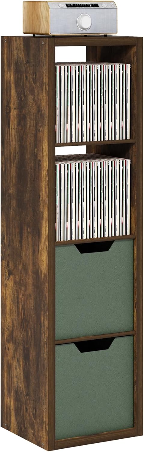 Furinno Cubicle Open Back Decorative Verticle Cube Storage Organizer, 4-Cube, Amber Pine