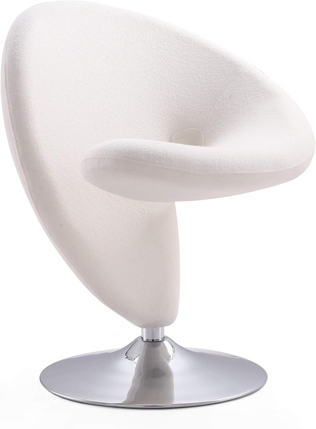 Manhattan Comfort Curl Swivel Accent Chair Set of 2 with 360° Turn, Fully Assembled, Upholstered in Wool Blend, Modern Ergonomic Design with Polished Chrome Base, Living Room & Office, Set of 1, Cream