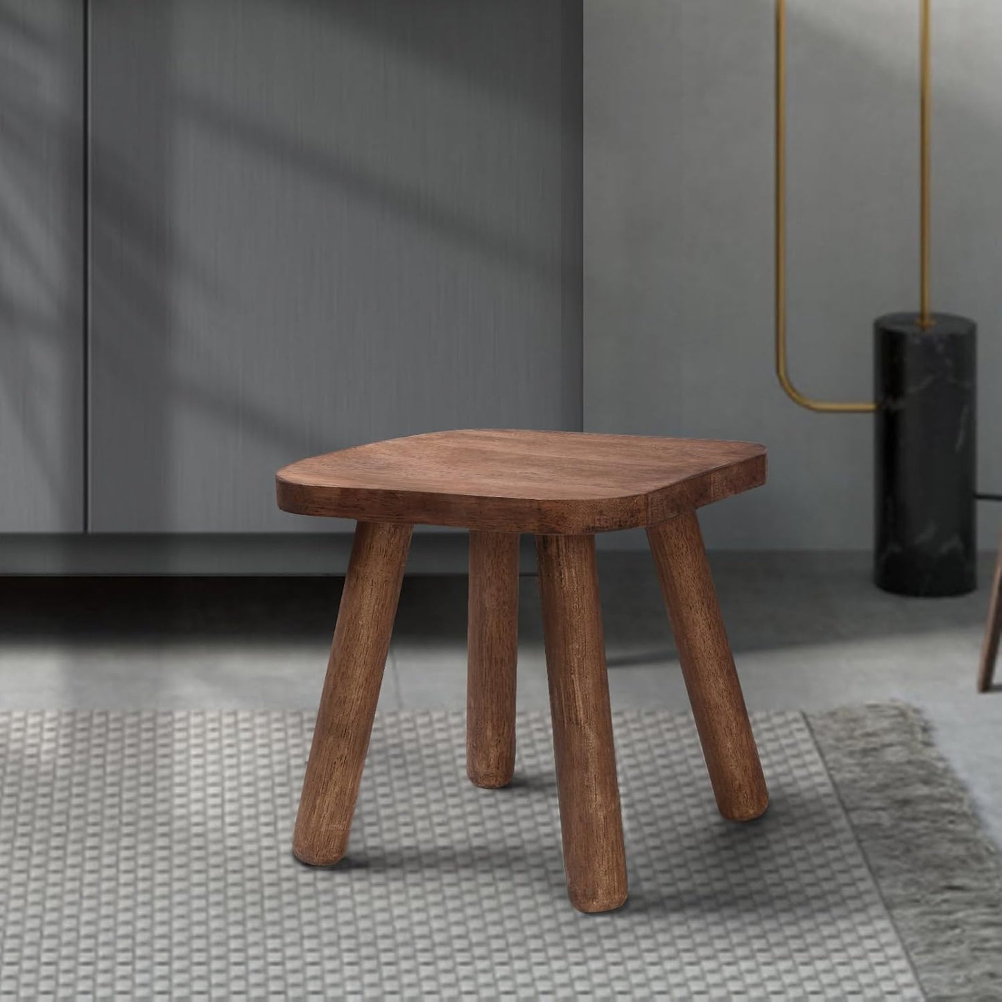 Wooden Step Stool for Adults Step Stool for Toddlers Plant Stool Small Wooden Stool with Four Detachable and Assembled Legs Nicely Balanced (Classic 9.3inch)