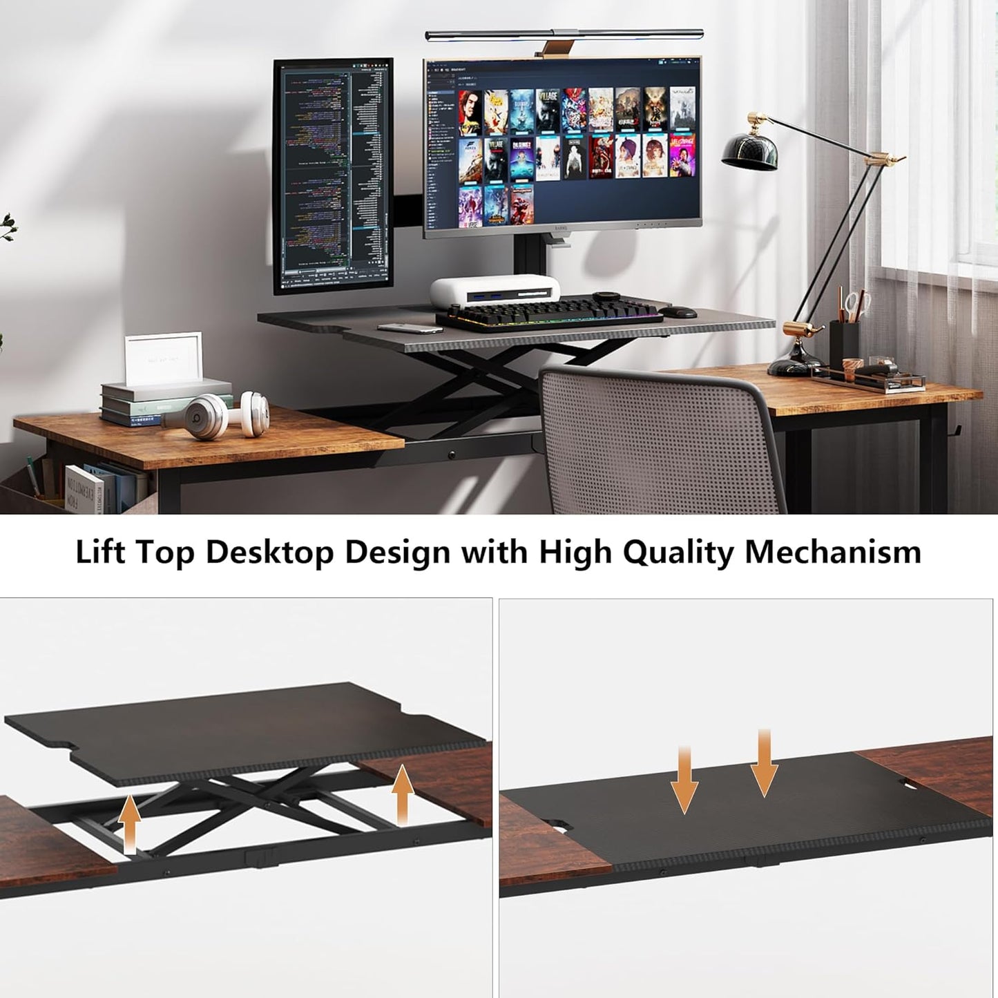 Decoholic Adjustable Height Standing Desk Whole Piece 71x23 Inch Desktop Home Office Computer Workstation Sit Stand up Desk(71inch)…